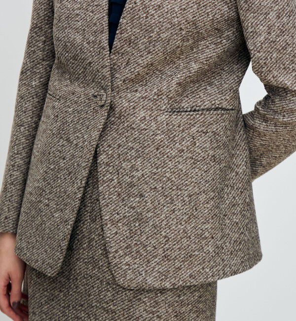 TOMORROWLAND collection「スライバーダイヤゴナル キザミカラージャケット」|ノーカラージャケット|