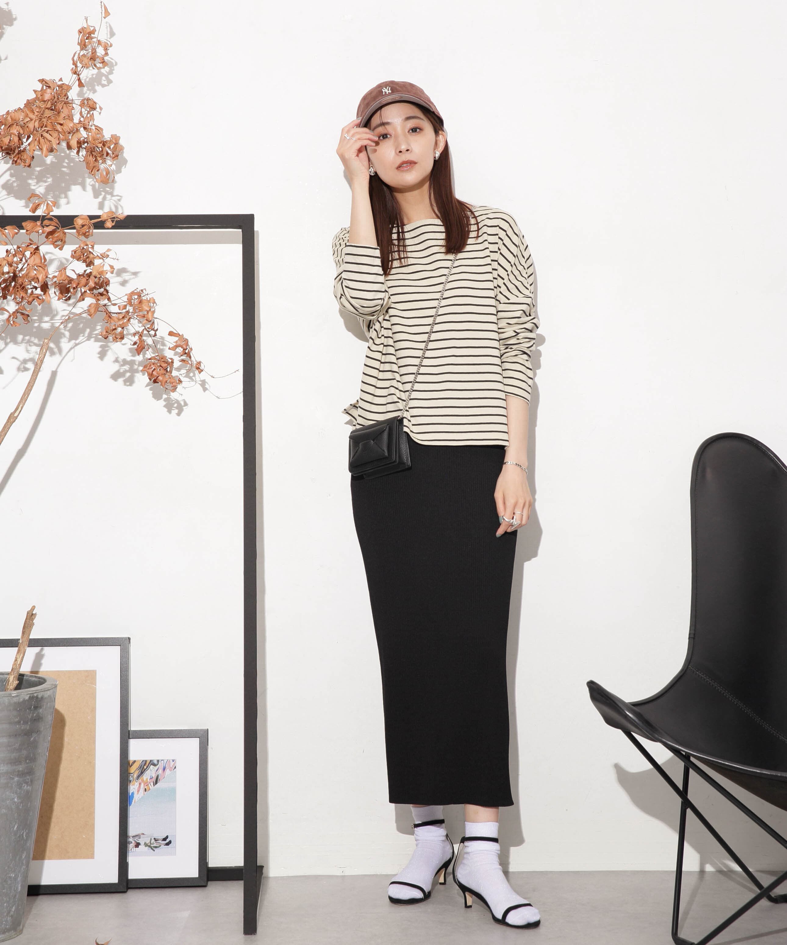 nano･universe「WEB限定/ボーダーワイドドロップトップス」|Tシャツ・カットソー|