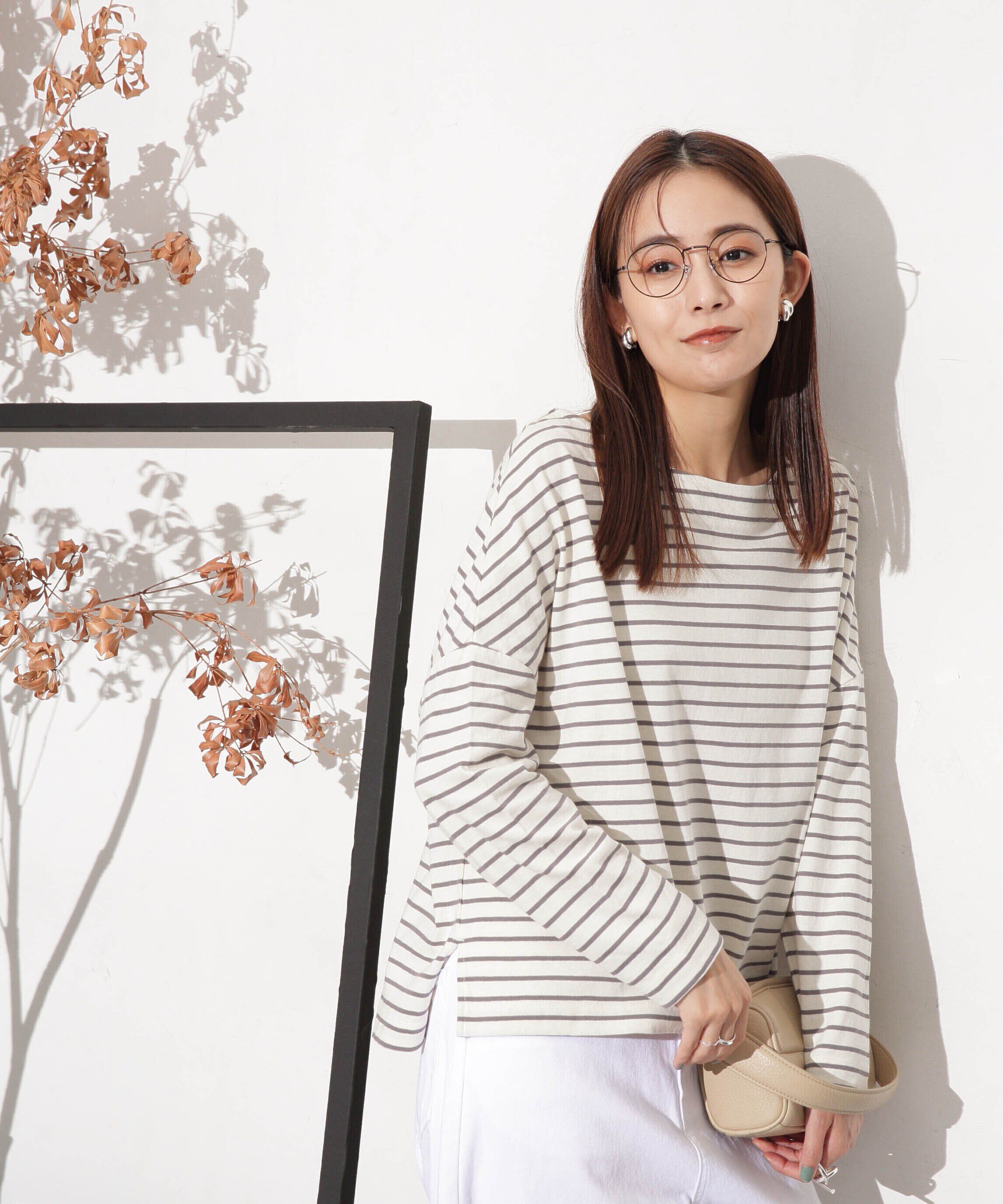 nano･universe「WEB限定/ボーダーワイドドロップトップス」|Tシャツ・カットソー|