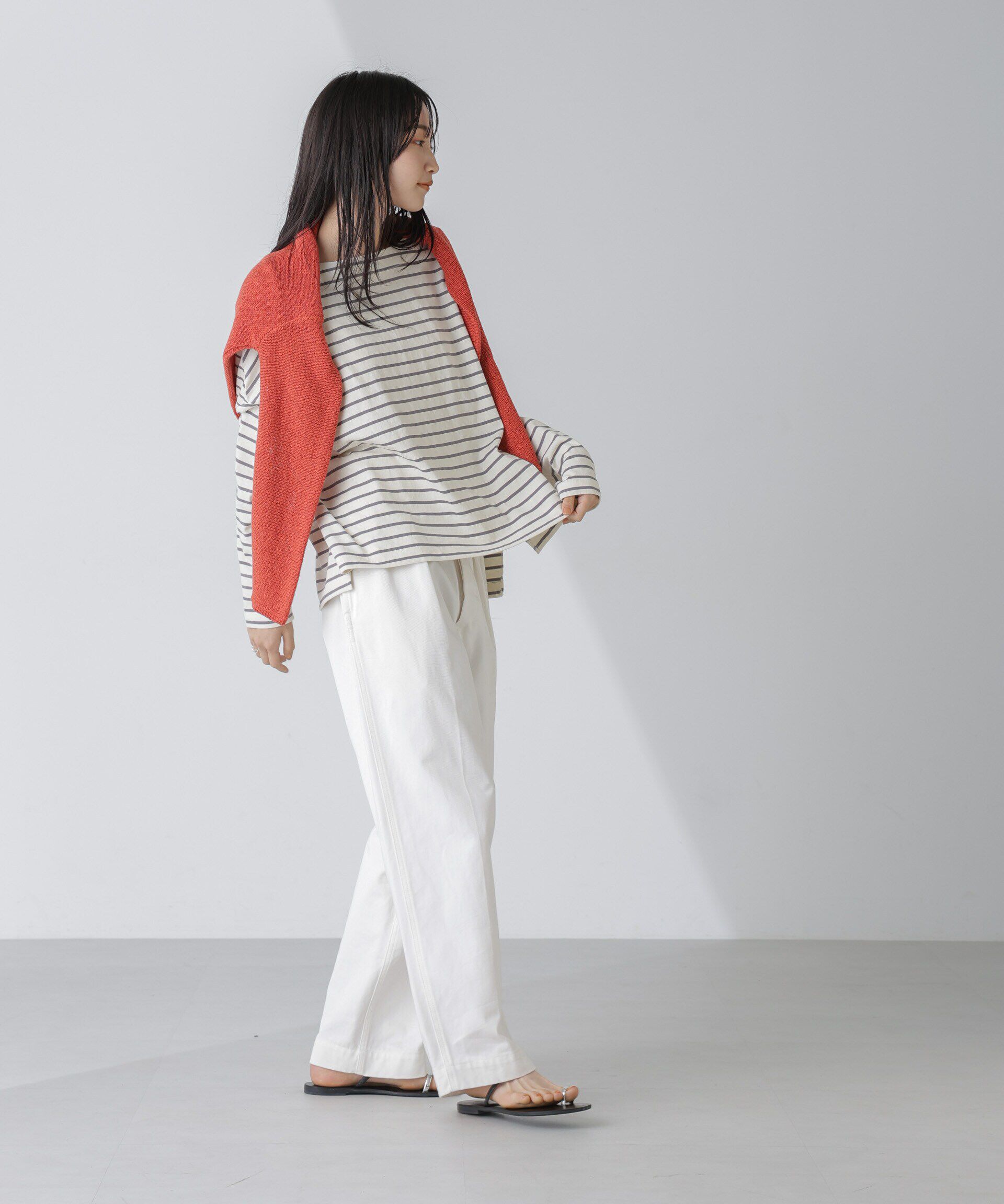 nano･universe「WEB限定/ボーダーワイドドロップトップス」|Tシャツ・カットソー|