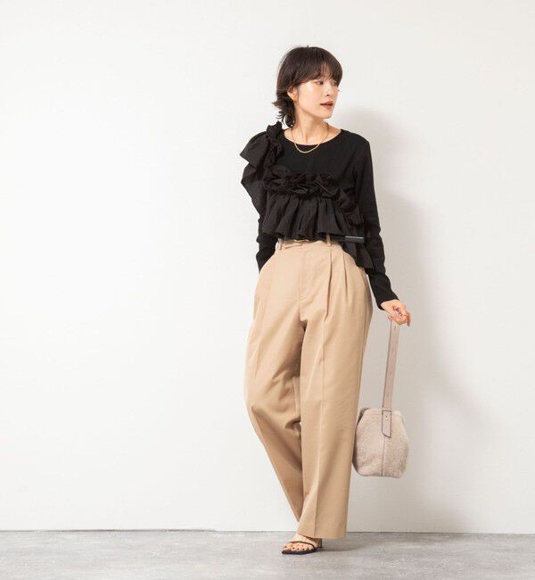 Rie Miller「3WAYリブフリルロンT」|Tシャツ・カットソー|