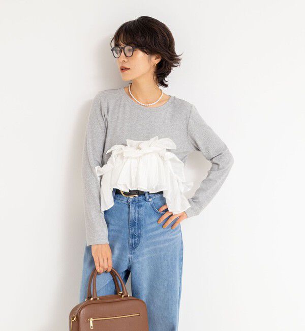 Rie Miller「3WAYリブフリルロンT」|Tシャツ・カットソー|