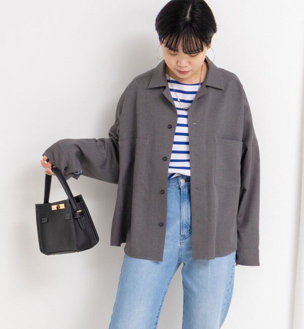 Rie Miller「《セットアップ対応》オープンカラービッグシルエットシャツ」|シャツ・ブラウス|