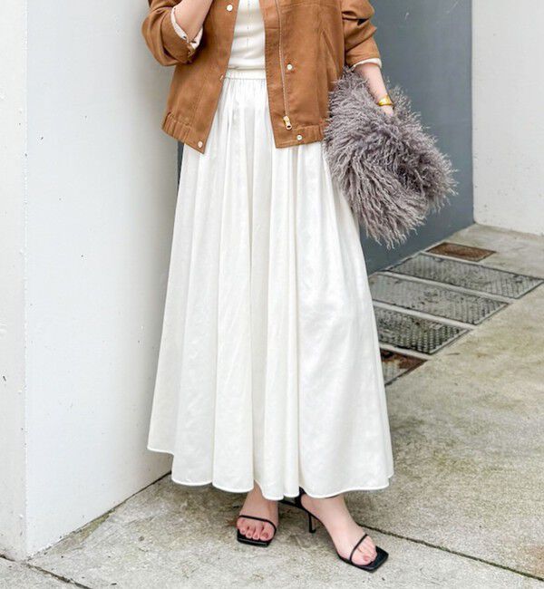 NOLLEY'S sophi「ウォッシャブルレザーサテンギャザースカート」|スカート|