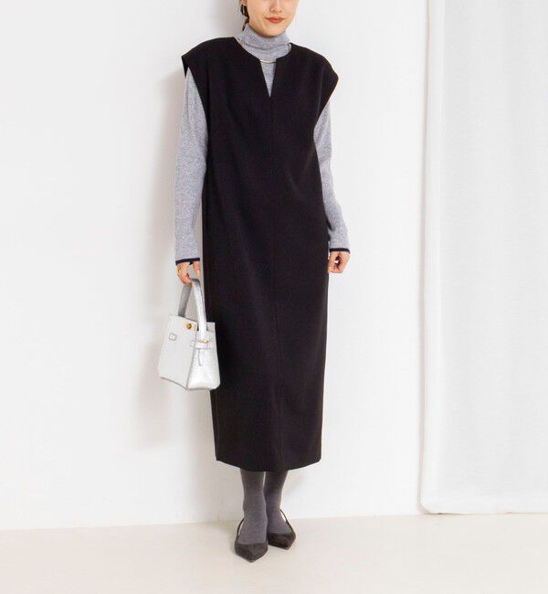 NOLLEY'S「ウォッシャブルフラノ風ジャンパーワンピース」|ワンピース|ブラック