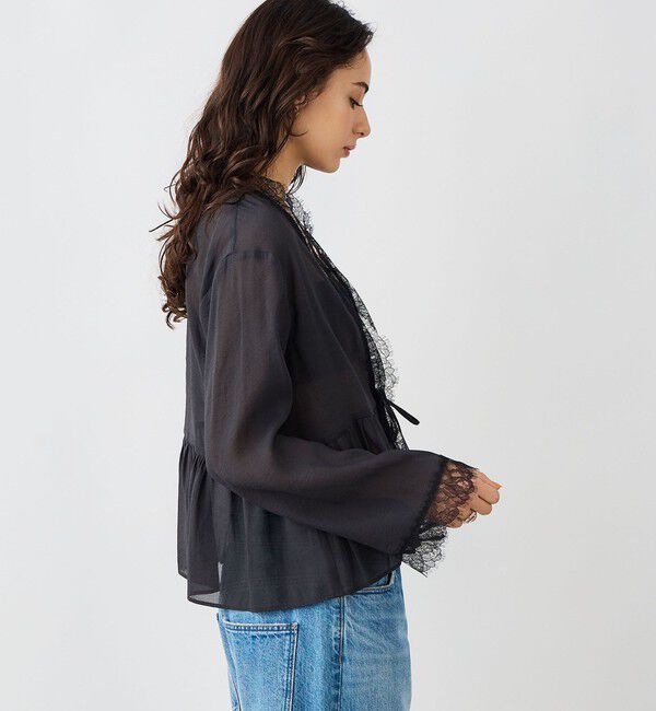 NOLLEY'S sophi「ウォッシャブルレーストリミングオーガンジーブラウス」|シャツ・ブラウス|