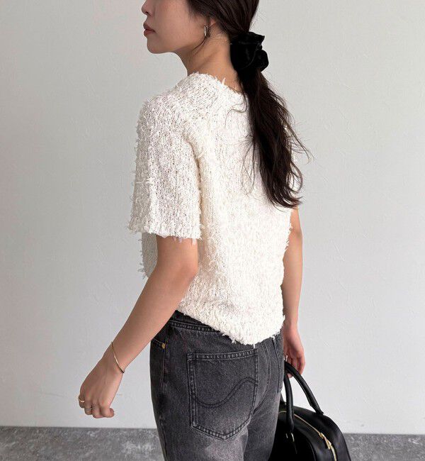 fredy emue「チュールテープ半袖ニットプルオーバー」|ニット・セーター|