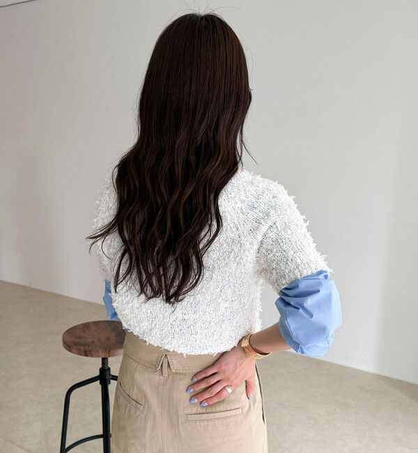 fredy emue「チュールテープ半袖ニットプルオーバー」|ニット・セーター|
