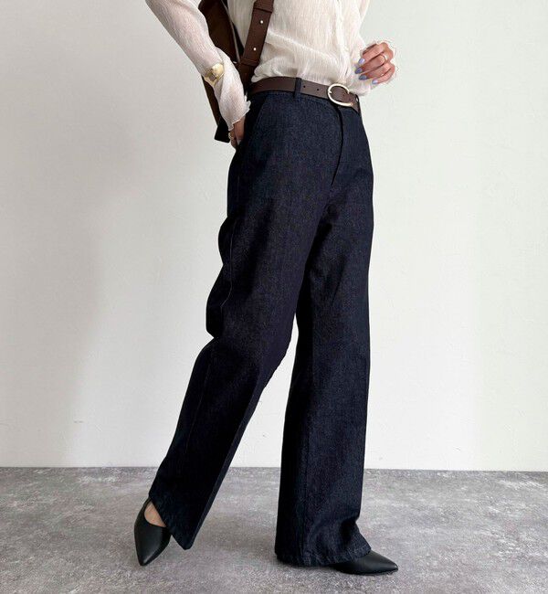 fredy emue「センタープレスデニムスラックス」|デニム|