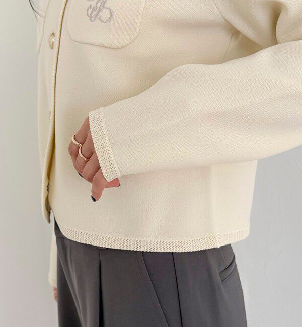 fredy emue「刺繍入りコンパクトニットジャケット」|カーディガン|