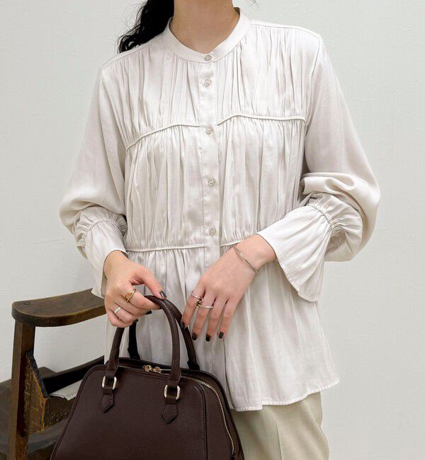fredy emue「マイクロツイルサテンブラウス」|シャツ・ブラウス|