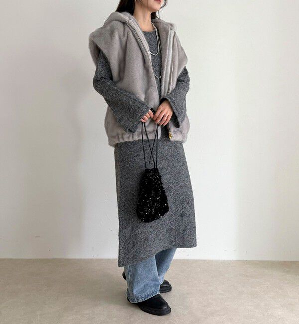 fredy emue「フェイクファーフードベスト」|ベスト・ジレ|