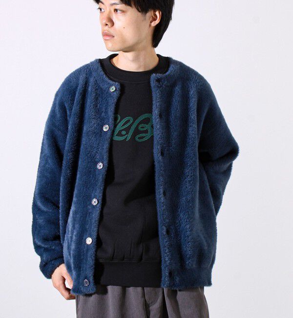 GLOSTER「モヘヤライク シャギークルーネックカーディガン」|カーディガン|