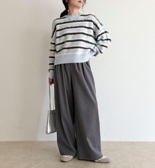 fredy emue「マルチボーダークロップドニットプルオーバー」|ニット・セーター|