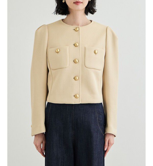 ROPE「金ボタンニットジャケット」|ノーカラージャケット|