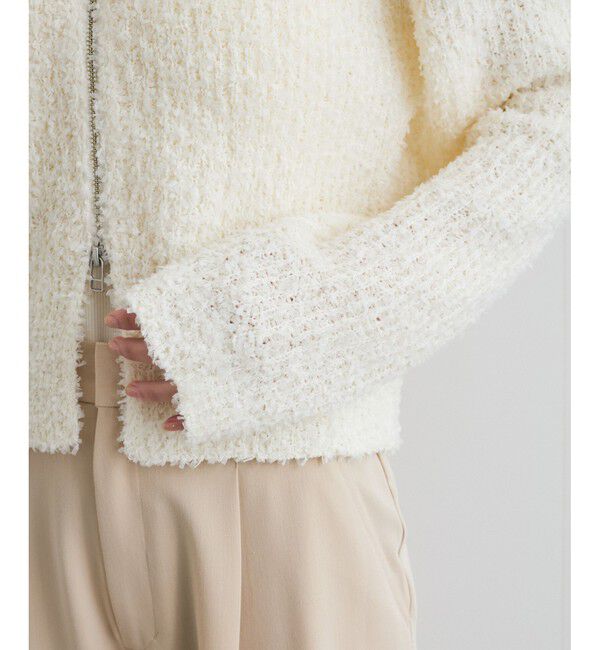 VIS「リボンヤーンジップリブネックカーディガン」|カーディガン|