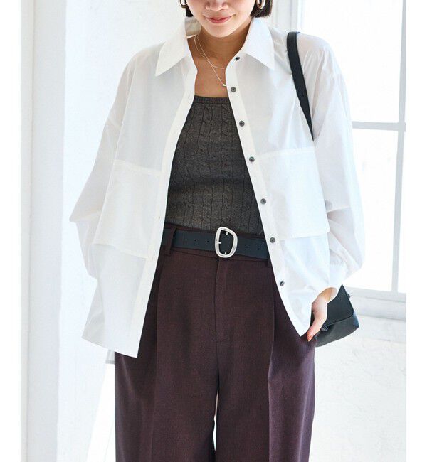 VIS「裾ティアードオーバーシャツ/UVケア・イージーケア」|シャツ・ブラウス|