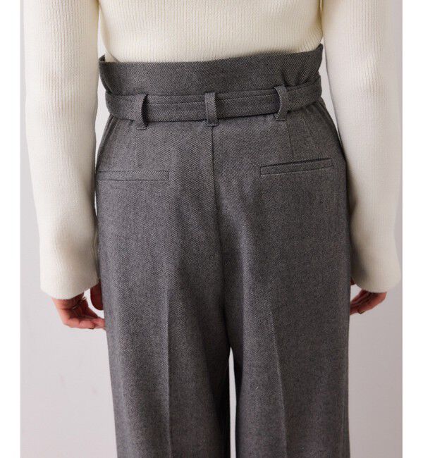 VIS「起毛ウールライク版ベルトディテールタックワイドパンツ」|チノ|