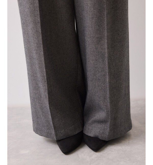 VIS「起毛ウールライク版ベルトディテールタックワイドパンツ」|チノ|
