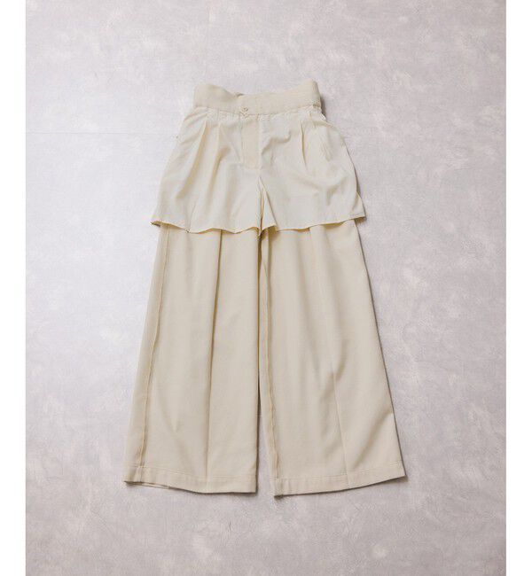 VIS「起毛ウールライク版ベルトディテールタックワイドパンツ」|チノ|