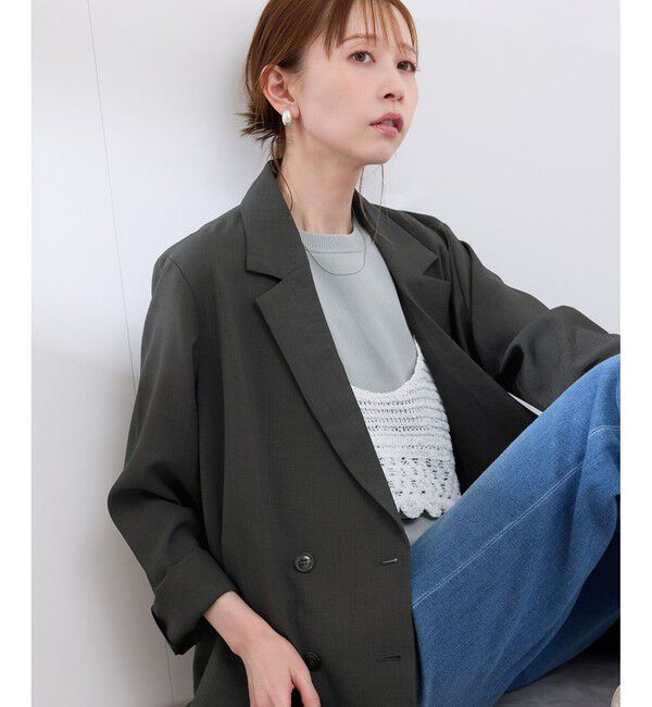 Rope&rsquo;Picnic「【接触冷感・UVカット・速乾】【リネンライク・シリーズ】シアーテーラードジャケット/セットアップ対応」|テーラードジャケット|