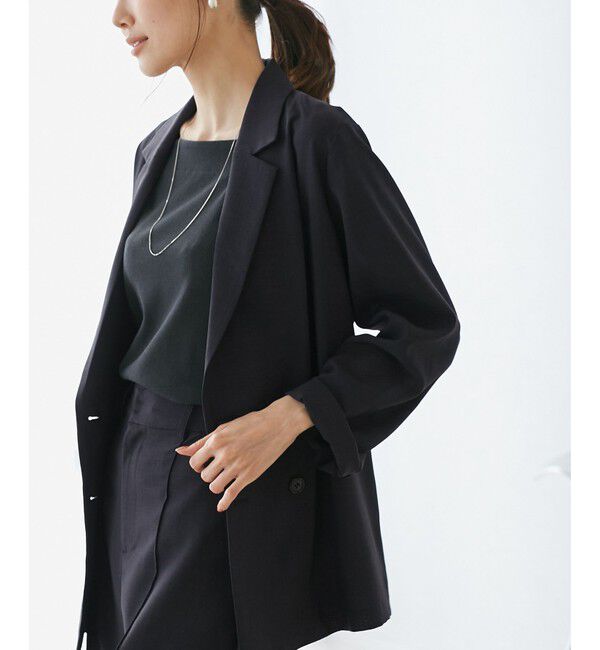 Rope&rsquo;Picnic「【接触冷感・UVカット・速乾】【リネンライク・シリーズ】シアーテーラードジャケット/セットアップ対応」|テーラードジャケット|