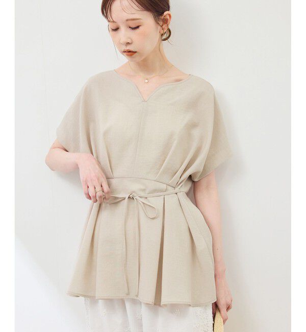 Rope&rsquo;Picnic「【接触冷感】ハートネックペプラムブラウス」|シャツ・ブラウス|