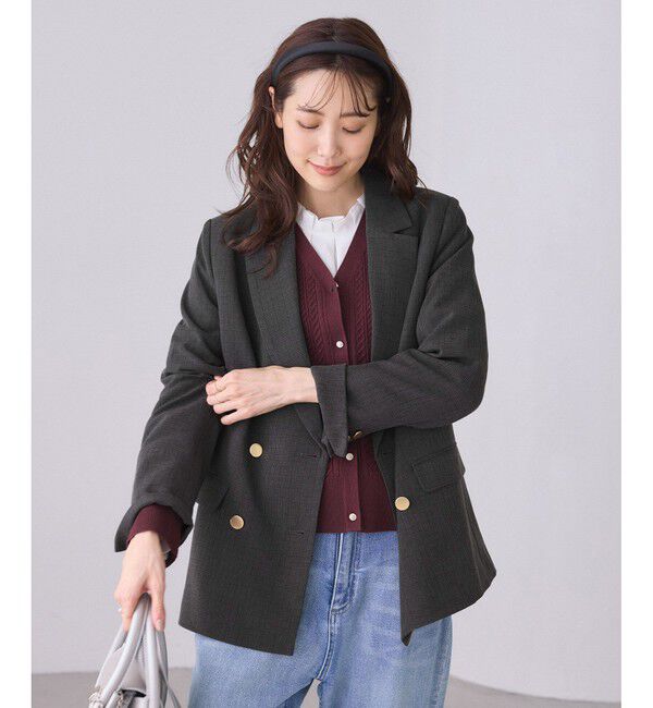 Rope&rsquo;Picnic「【WEB限定】レディハンサムシリーズ ウールライク金ボタンミドル丈ジャケット(総裏地)」|テーラードジャケット|
