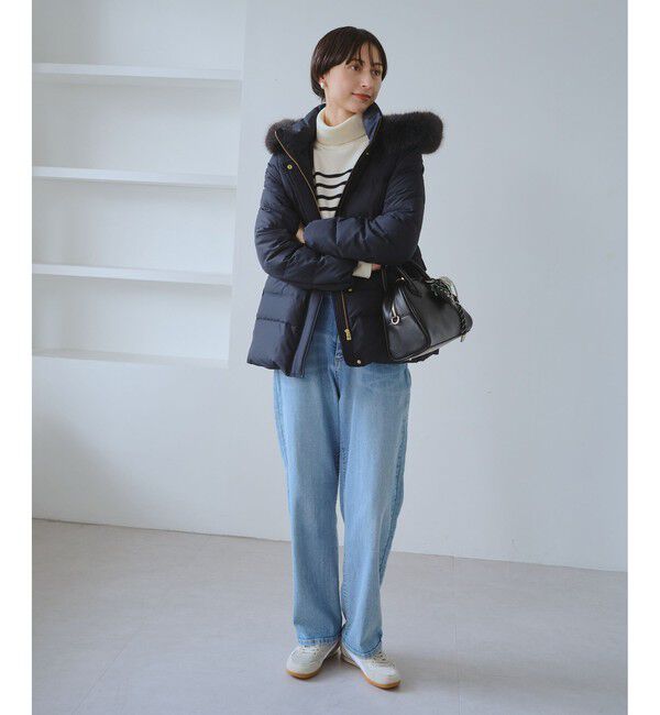 Rope&rsquo;Picnic「【GREEN DOWN/グリーンダウン】ファー付きダウンミドル丈コート/リンクコーデ」|ダウン|