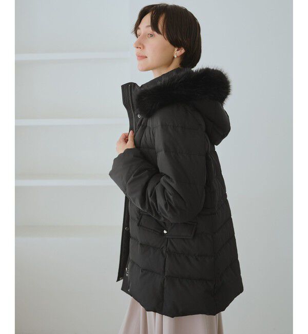 Rope&rsquo;Picnic「【GREEN DOWN/グリーンダウン】ファー付きダウンミドル丈コート/リンクコーデ」|ダウン|