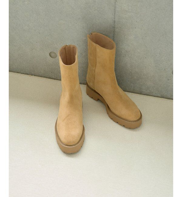 Hoaw.「【Hoaw.】バックZIPショートブーツ」|ショートブーツ|ベージュ