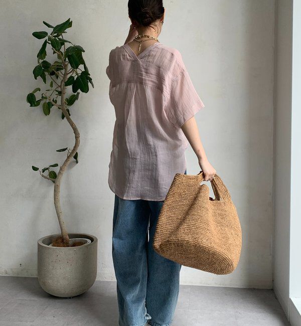  「リヨセルリネン半袖VVシャツ」|シャツ・ブラウス|