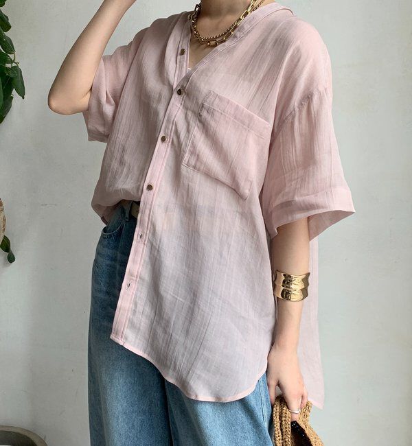  「リヨセルリネン半袖VVシャツ」|シャツ・ブラウス|