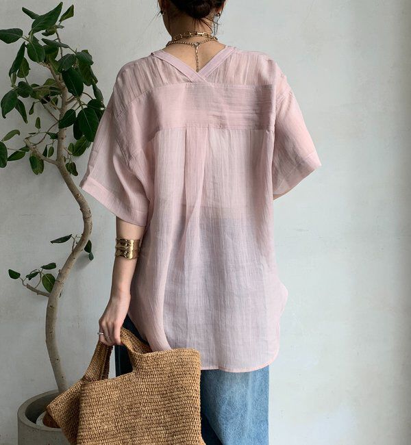  「リヨセルリネン半袖VVシャツ」|シャツ・ブラウス|