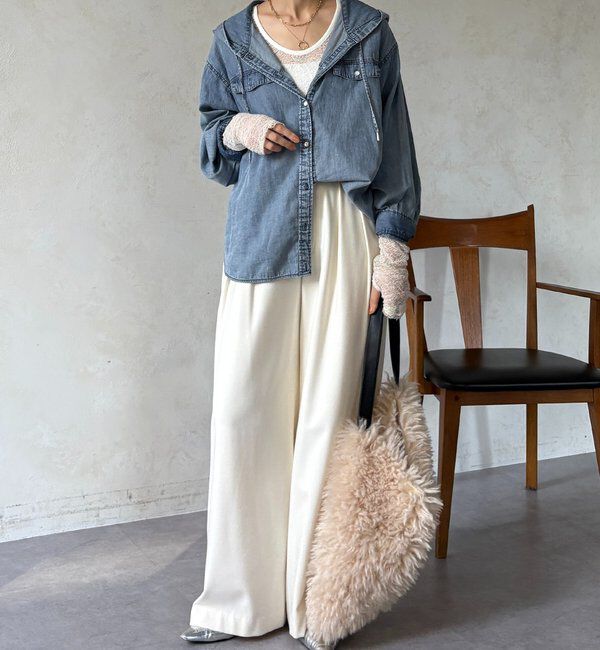  「シアーデニムフーディーシャツ」|シャツ・ブラウス|