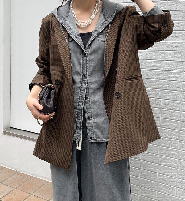  「シアーデニムフーディーシャツ」|シャツ・ブラウス|ブラック