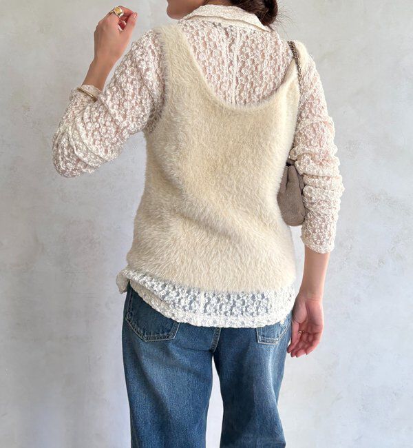  「前後2WAYシャギーニットタンクベスト」|ニット・セーター|