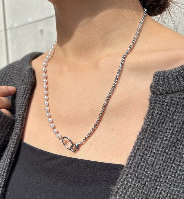  「パール&times;チェーンネックレス」|ネックレス|