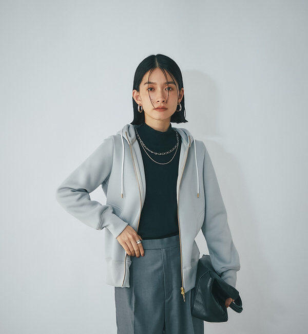  「【WEB限定/キレイめ上品】スポンジダンボールZIPパーカーカットソー」|パーカー|