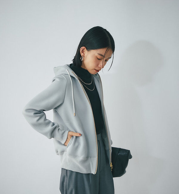  「【WEB限定/キレイめ上品】スポンジダンボールZIPパーカーカットソー」|パーカー|