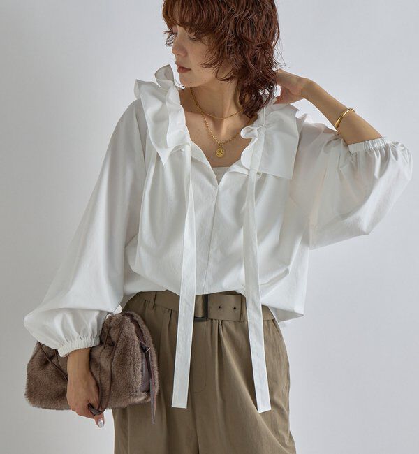  「【リバイバル】ドロストフリルカラーブラウス」|シャツ・ブラウス|オフホワイト