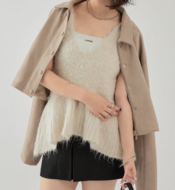  「シャギーニット ペプラムベスト」|ニット・セーター|オフホワイト