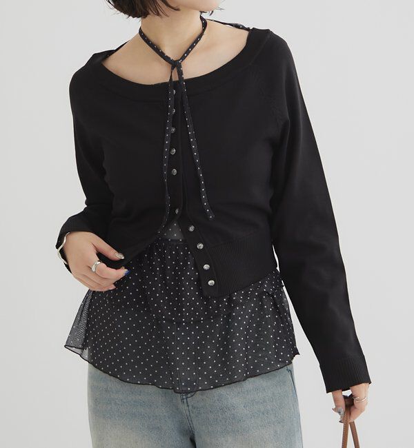  「クリアボタン カーディガン」|カーディガン|