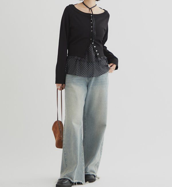  「クリアボタン カーディガン」|カーディガン|