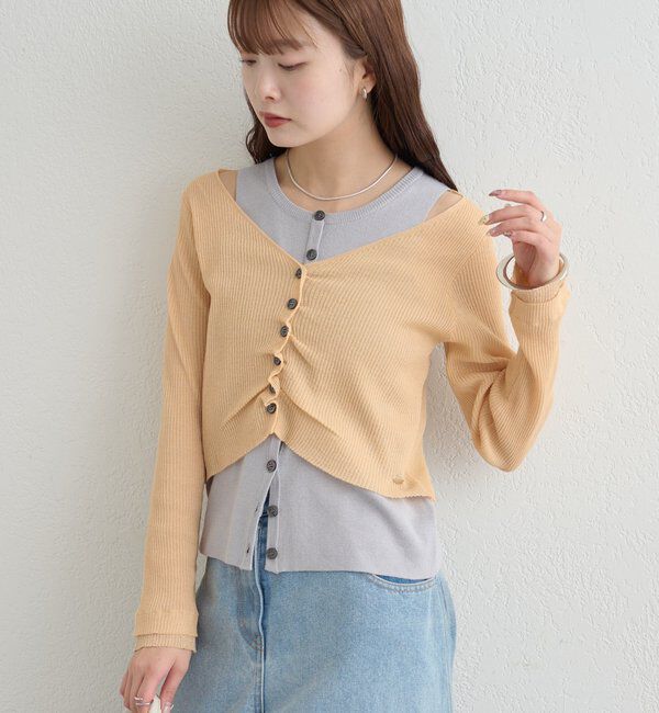  「ショルダースリットレイヤードニット」|ニット・セーター|