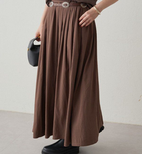  「タックギャザースカート」|スカート|ブラウン