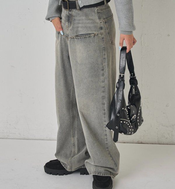  「《UNISEX / サイズ展開あり》スラッシュポケットブラストワイドデニム」|デニム|