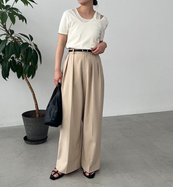  「【累計2万本突破！】【低身長・高身長サイズあり】2タックワイドパンツ」|チノ|