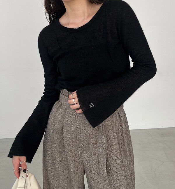  「〈C.L〉カシミアウールフレアスリーブニット」|ニット・セーター|ブラック