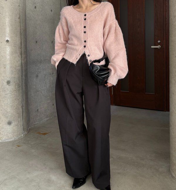  「【前後2WAY】モヘア起毛パフカーディガン」|カーディガン|